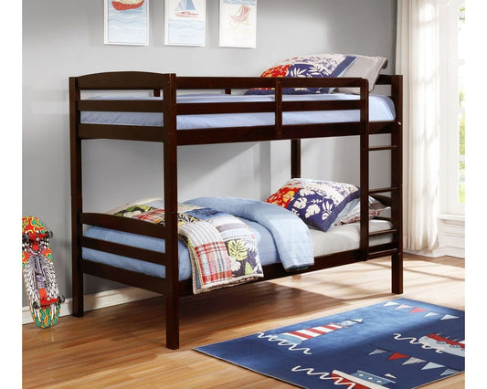 Twin over Twin Bunk Bed Gray Espresso