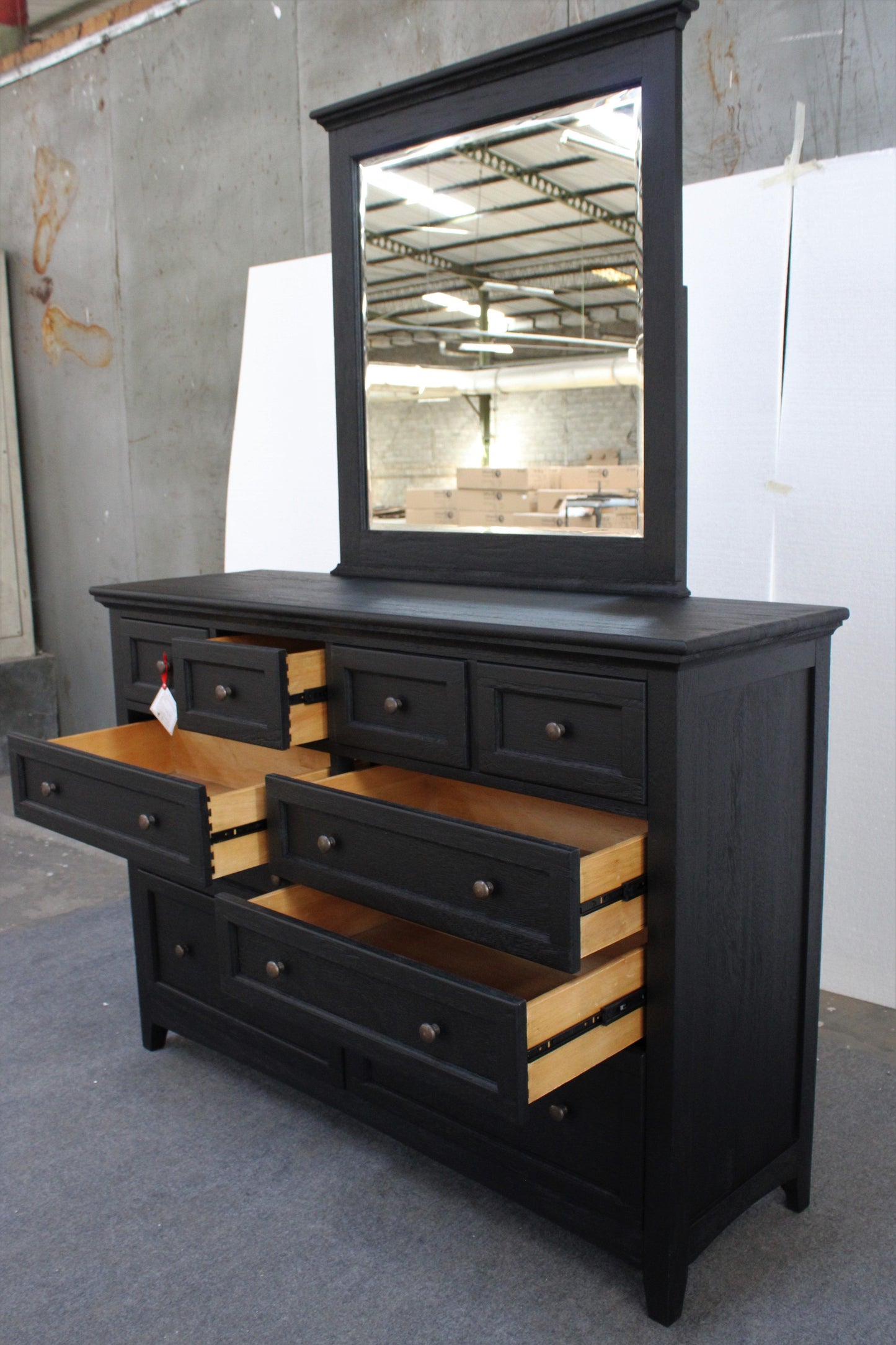 New Traditions Collection Mirrored Dresser - Black