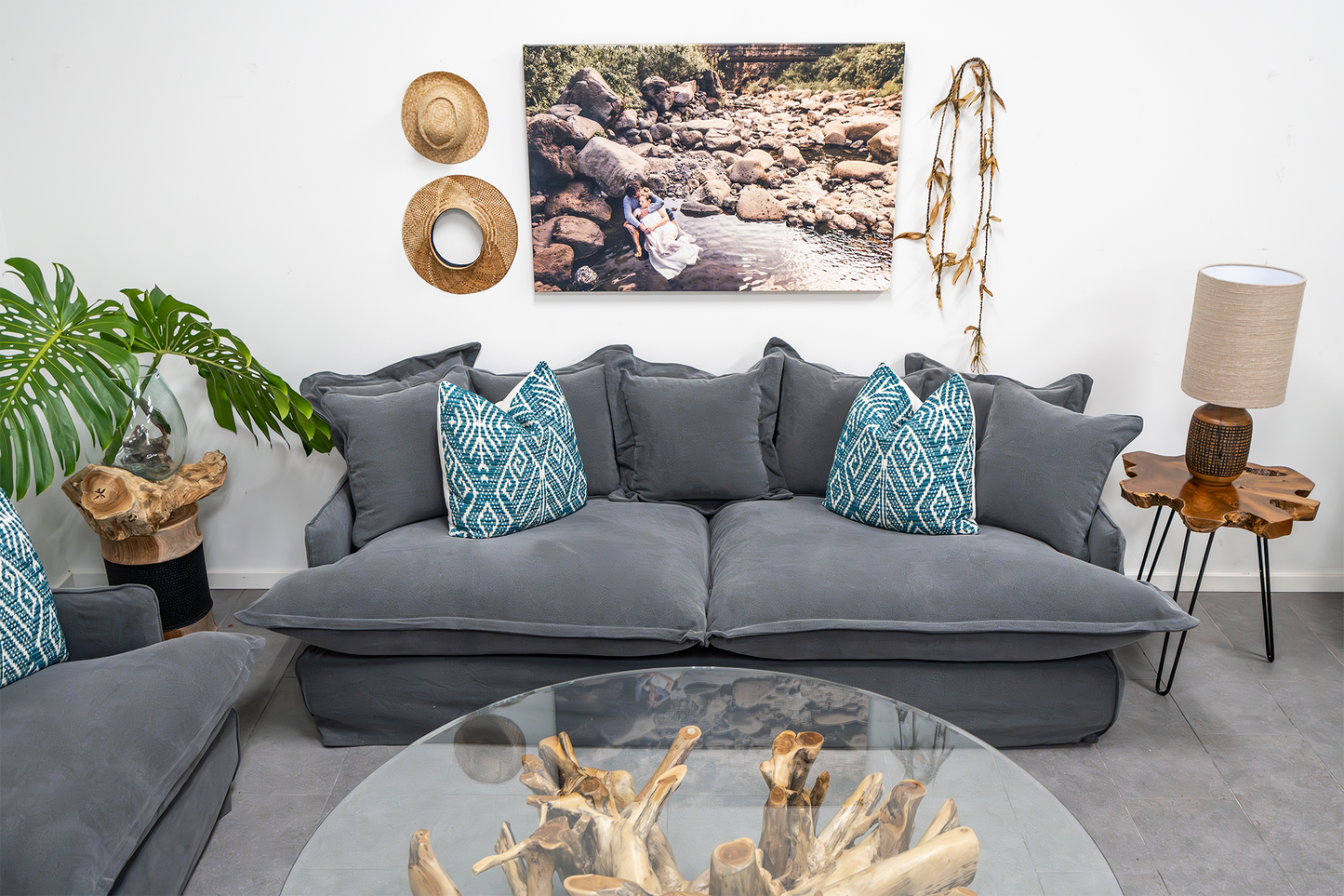 Natural Fiber Overstuffed Loveseat