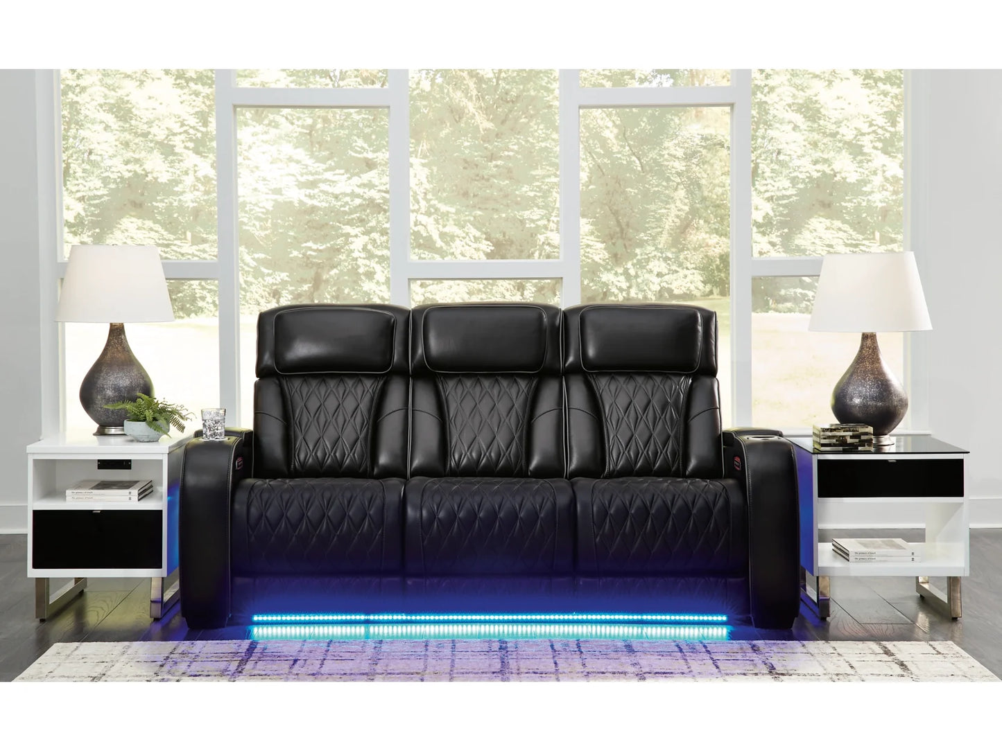 Boyington Dual Power Leather Reclining Sofa Black