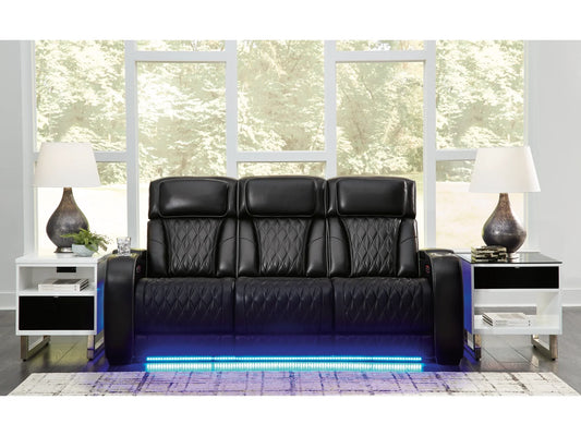 Boyington Dual Power Leather Reclining Sofa Black