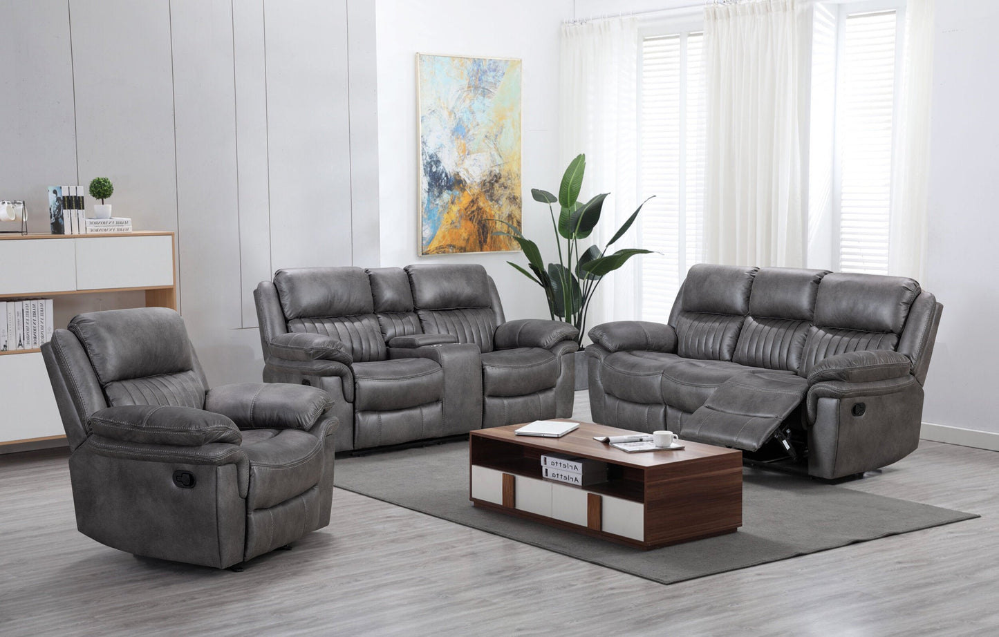 Hampton Collection Reclining Set Gray | Bundle & Save